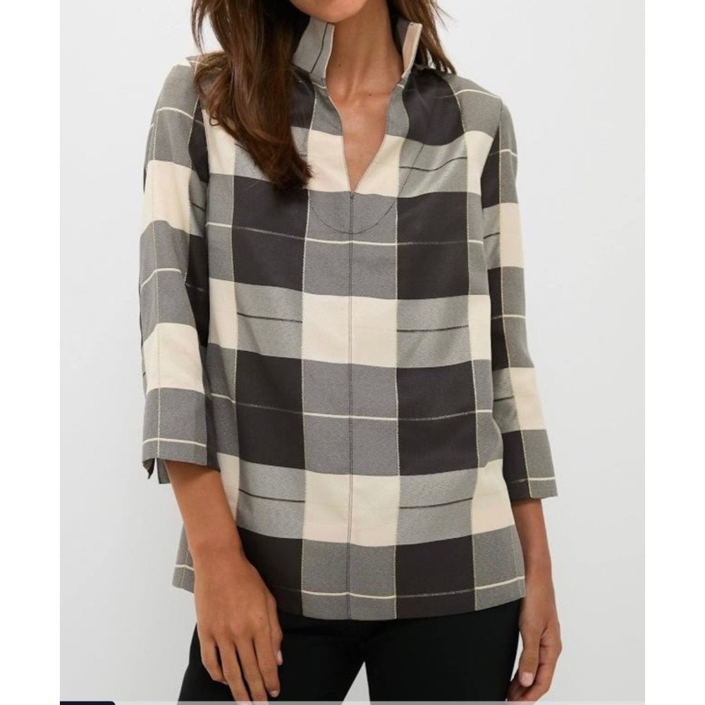 NWT Tuckernuck Womens Mairead Plaid Margot Stand Collar Top Small SMALL PULL